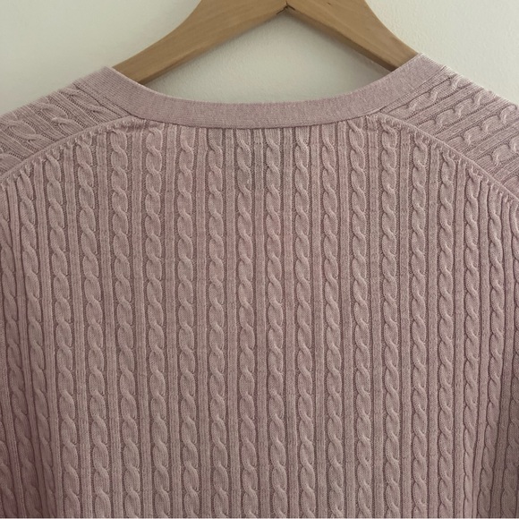 Brooks Brothers Silk Cashmere Cardigan Women's Lg Sweater Pale Pink Cable Knit - Picture 9 of 9